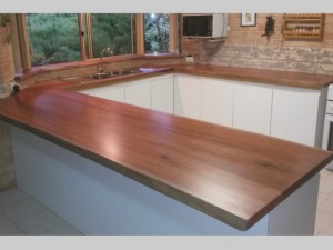 U-shaped jarrah kitchen bench tops