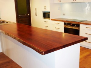 Jarrah kitchen bench tops with natural edges